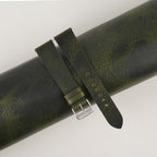 olive waxed leather watch strap