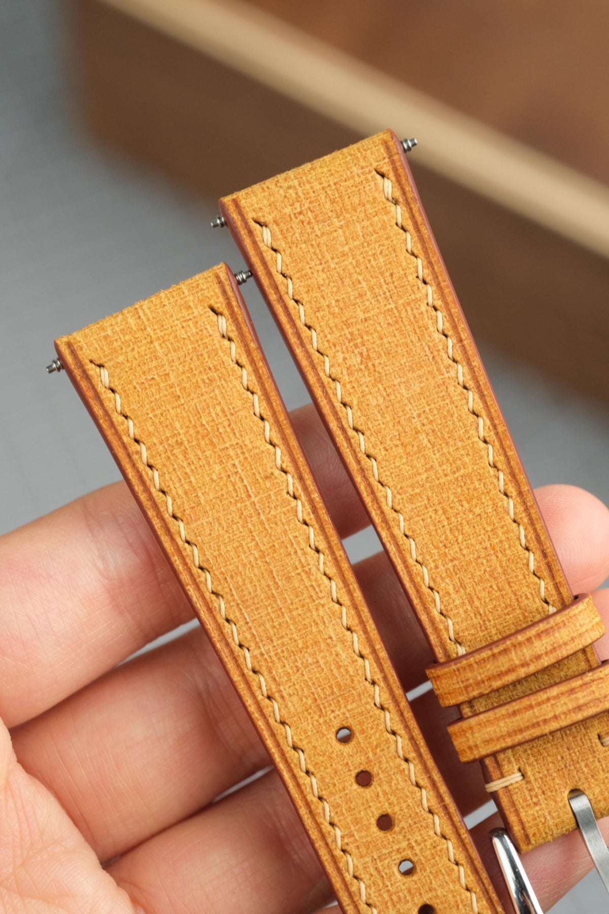 yellow & tan babele leather watch strap – photo 2