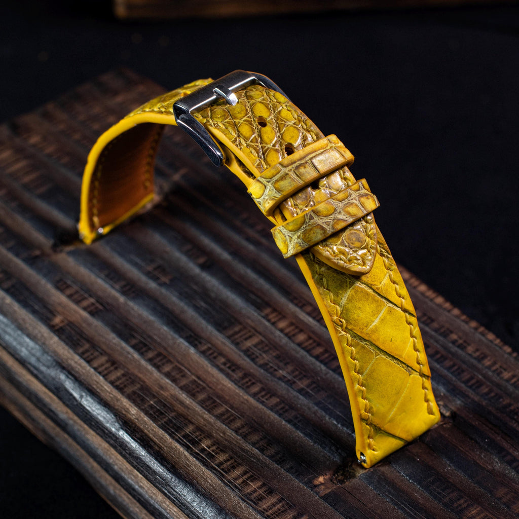 yellow alligator leather watch strap – photo 2