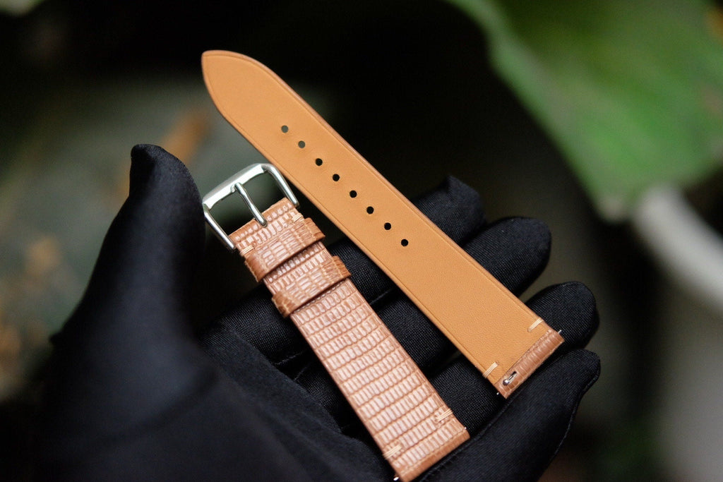 tan brown lizard leather watch strap – photo 2