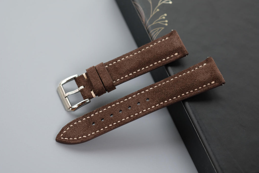 chocolate suede leather watch strap – photo 2