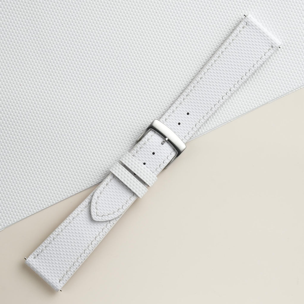white sailcloth rubber leather watch strap – photo 2