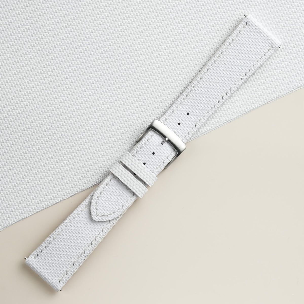 white sailcloth rubber leather watch strap – photo 2