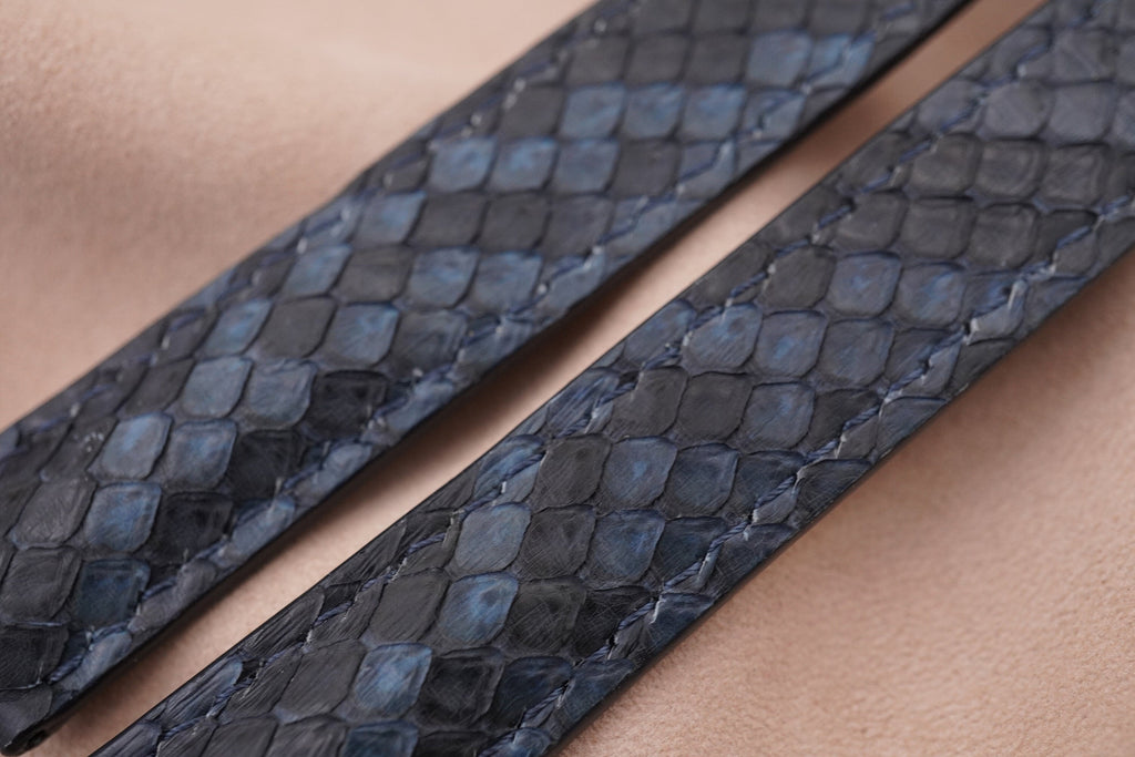 dark navy blue python leather watch strap – photo 2