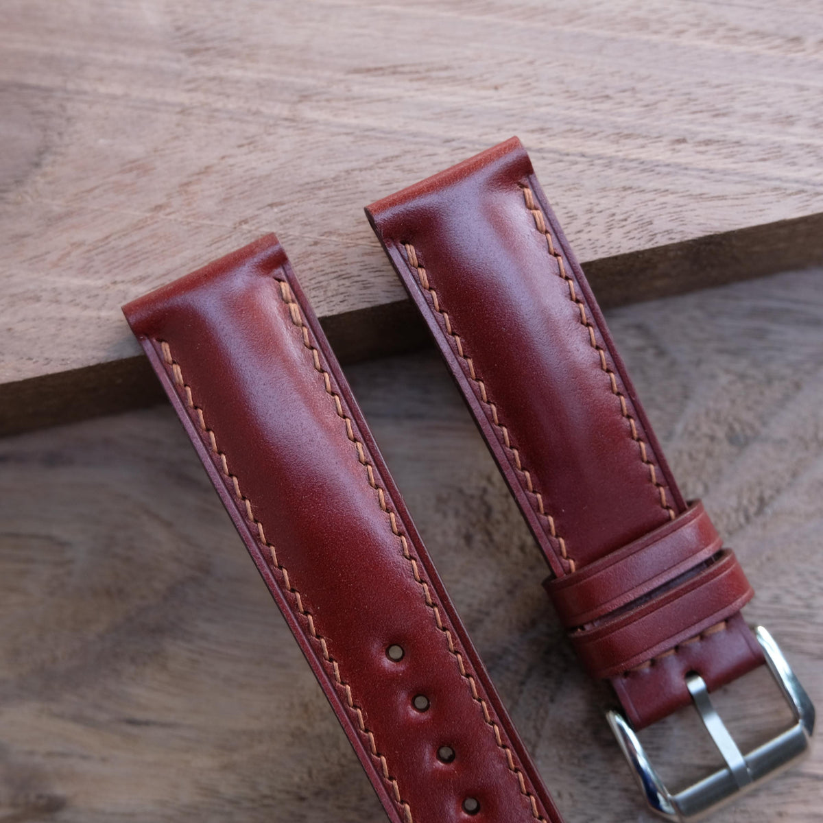 brown shell cordovan leather watch strap – photo 2