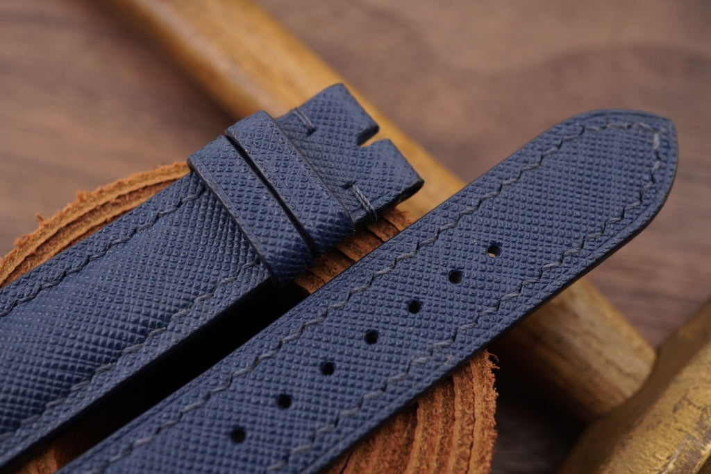 blue saffiano leather watch strap – photo 2