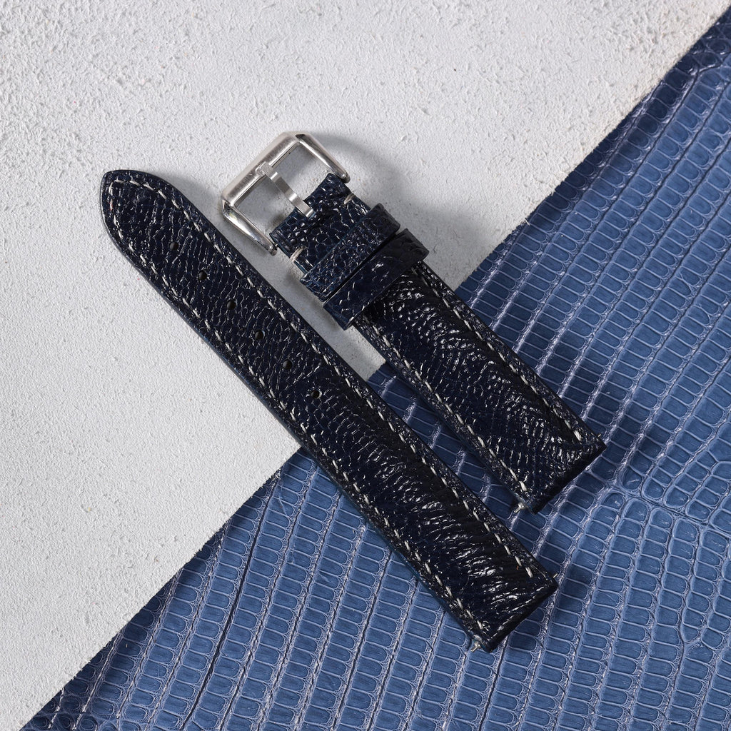 navy ostrich leg leather watch strap – photo 2