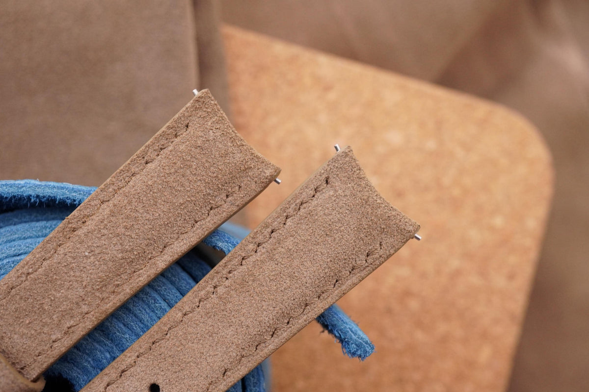 taupe suede leather watch strap – photo 2