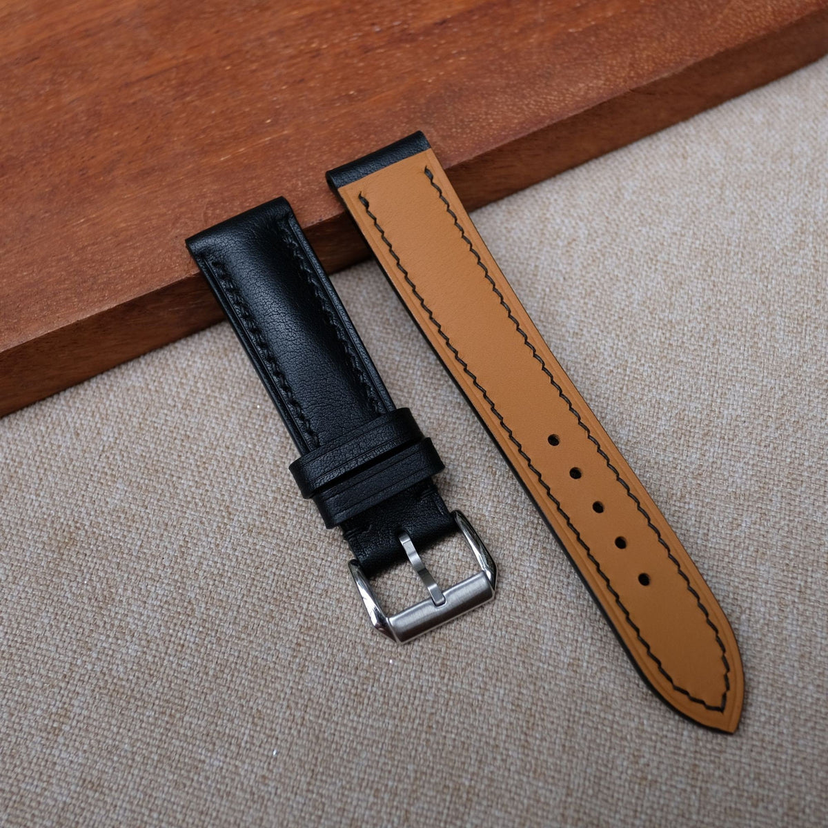black vachetta leather watch strap – photo 2
