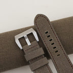 green taupe canvas leather watch strap – photo 2