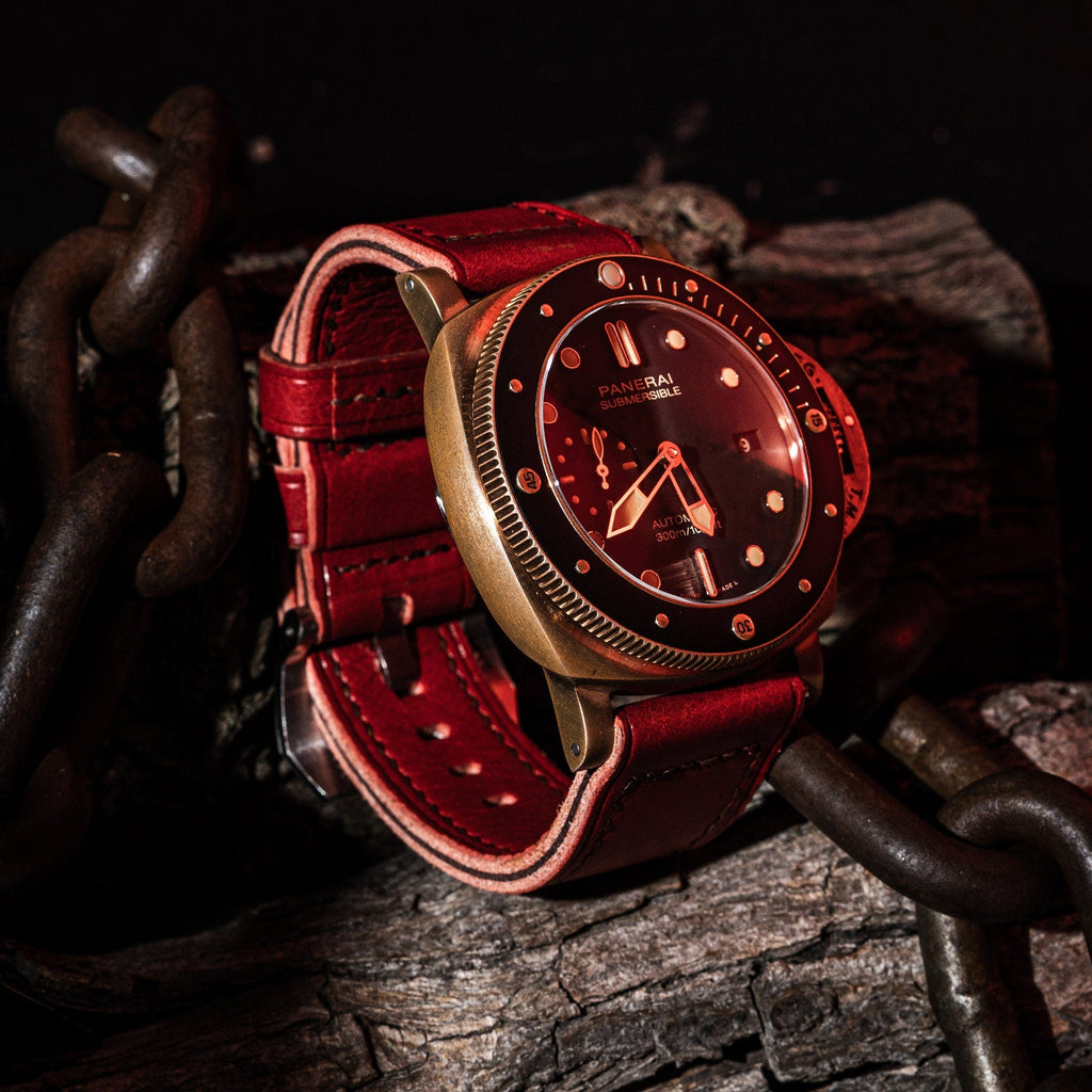 red vachetta leather watch strap – photo 2