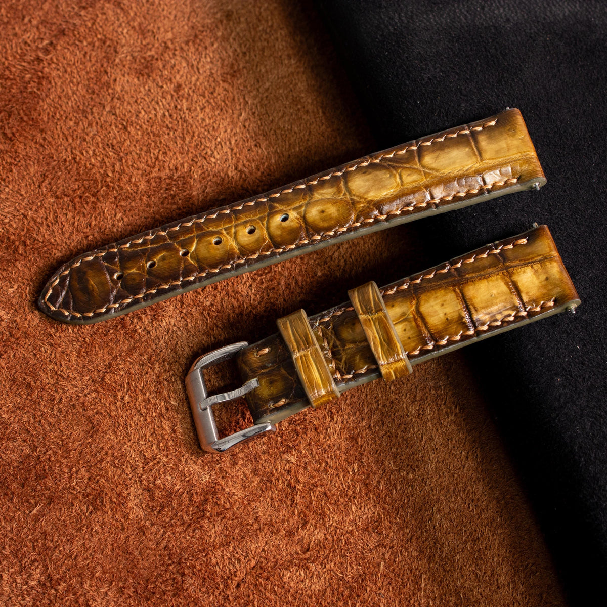 patina honey alligator leather watch strap – photo 2