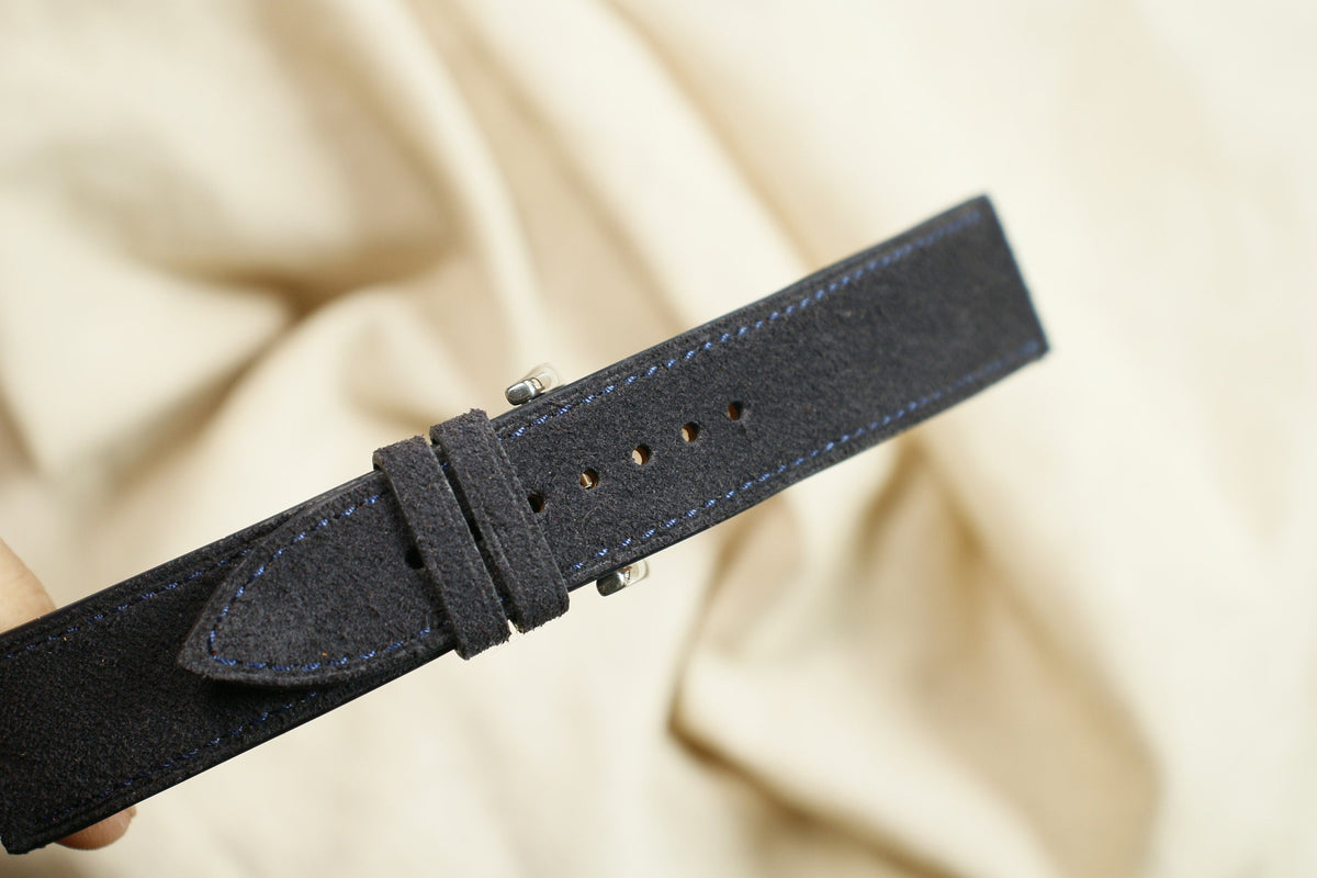 dark blue suede leather watch strap – photo 2