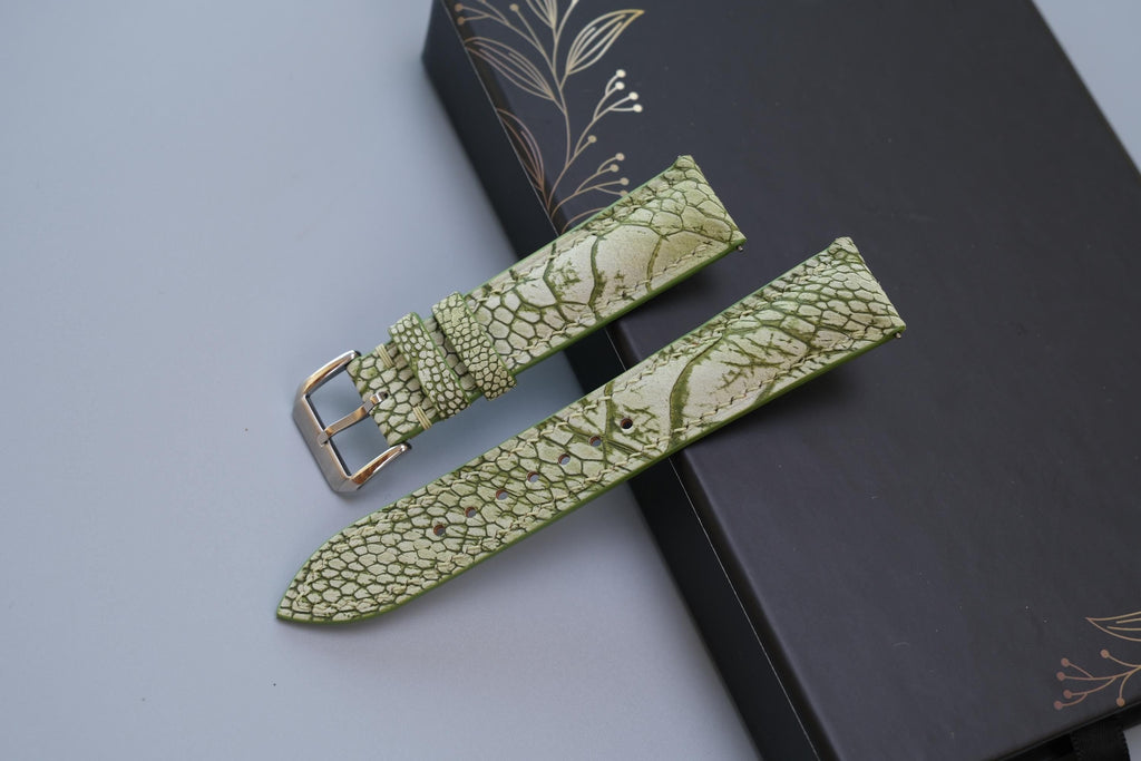 olive green nubuck leather watch strap – photo 2
