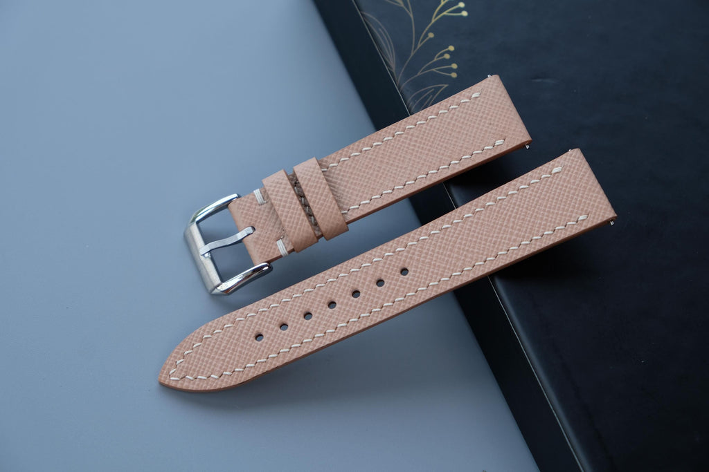 beige saffiano leather watch strap – photo 2