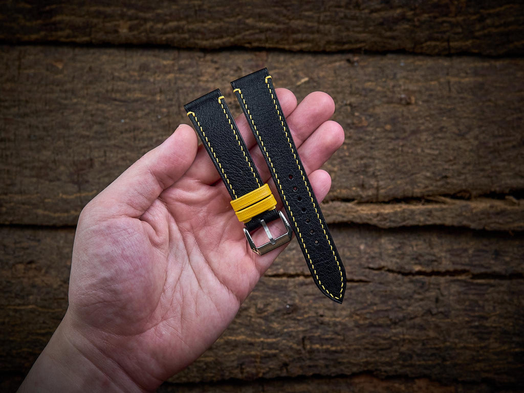 black & yellow vachetta leather watch strap – photo 2