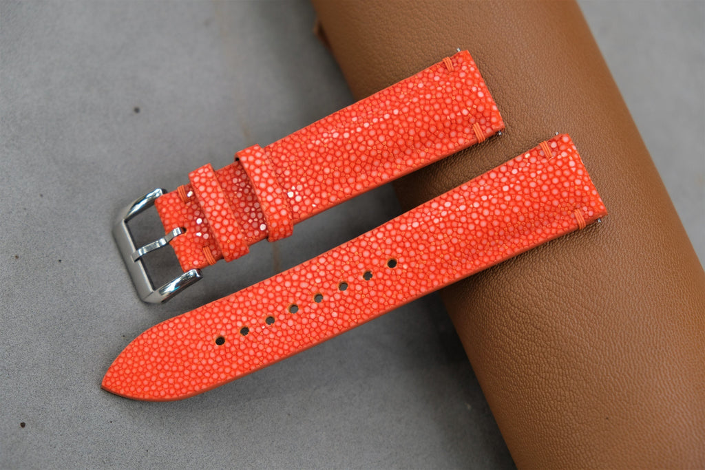 orange stingray leather watch strap – photo 2