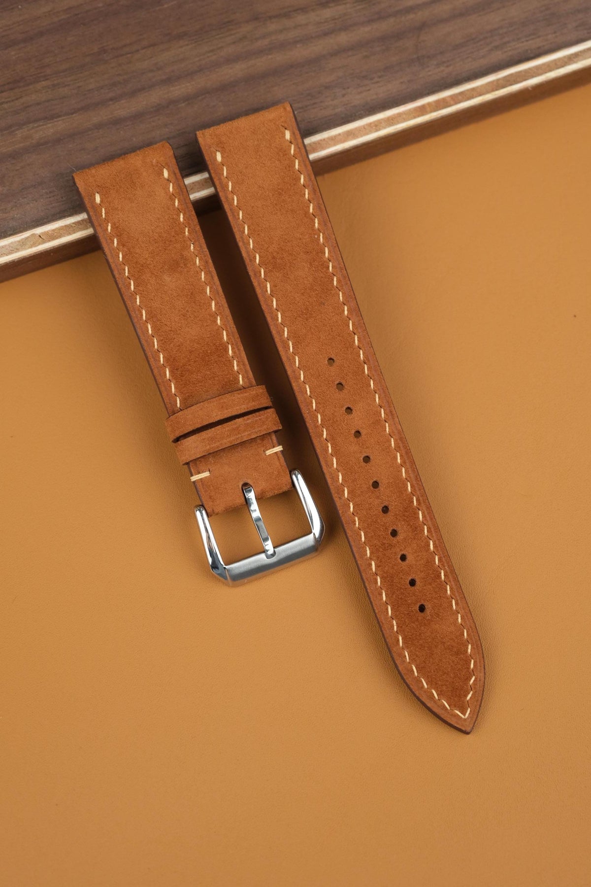 dark brown suede leather watch strap – photo 2