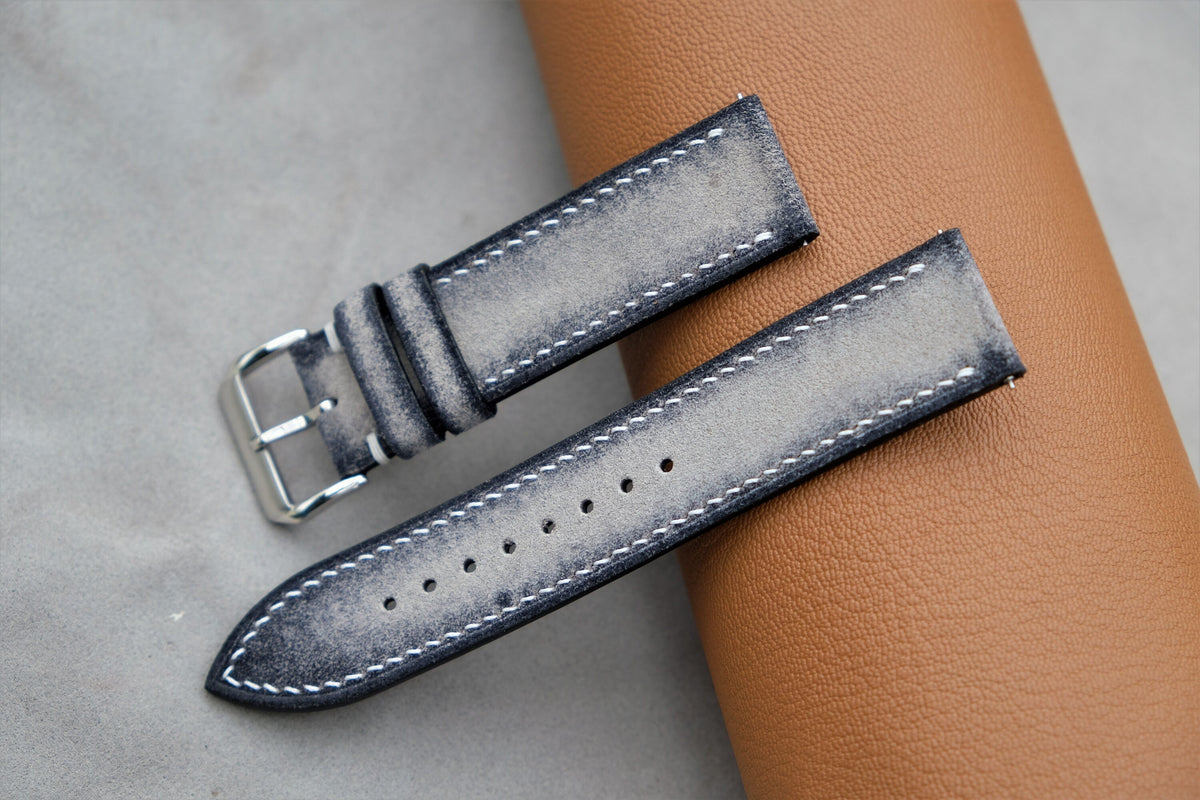 dark gray suede leather watch strap – photo 2