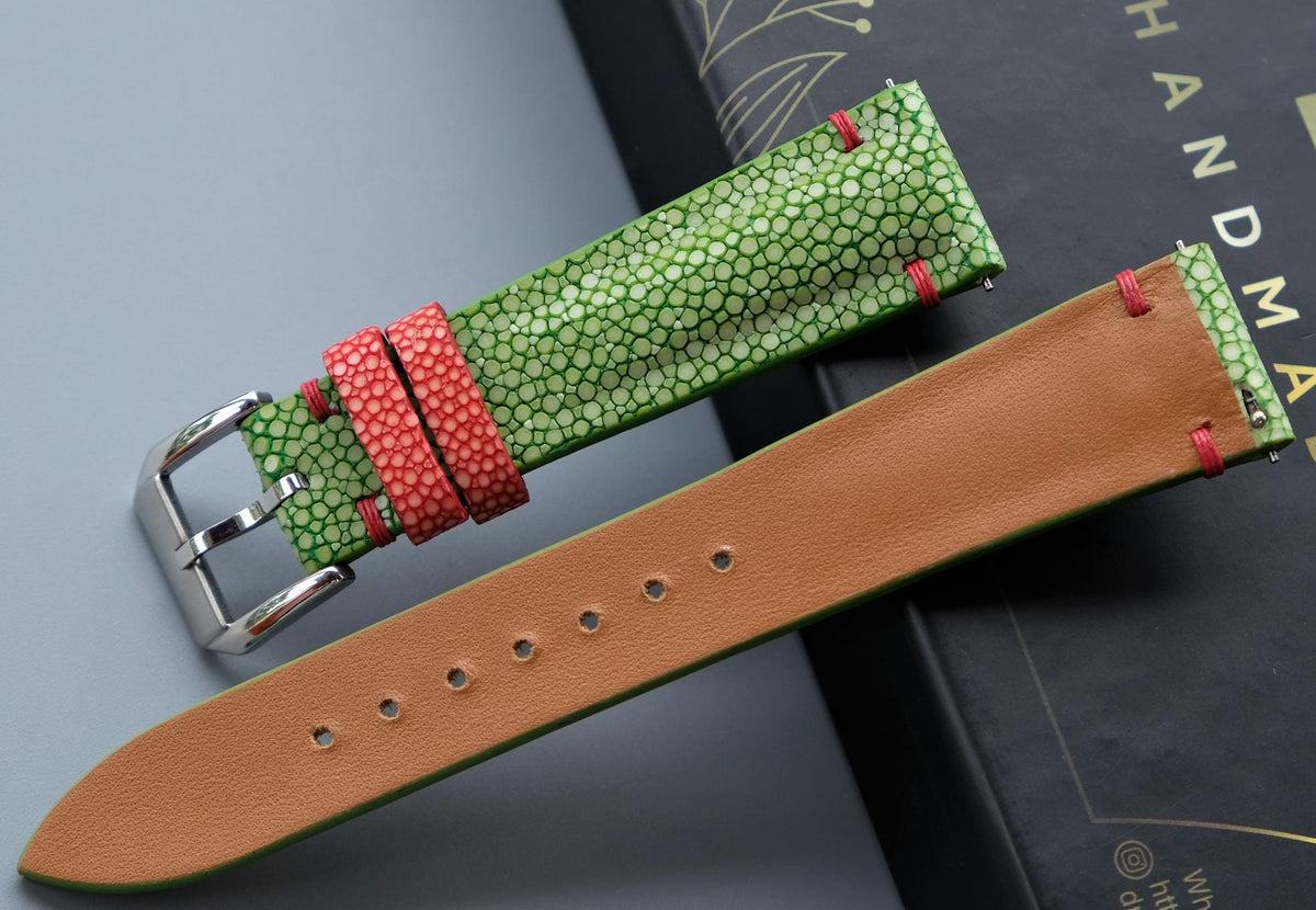 light green stingray leather watch strap – photo 2