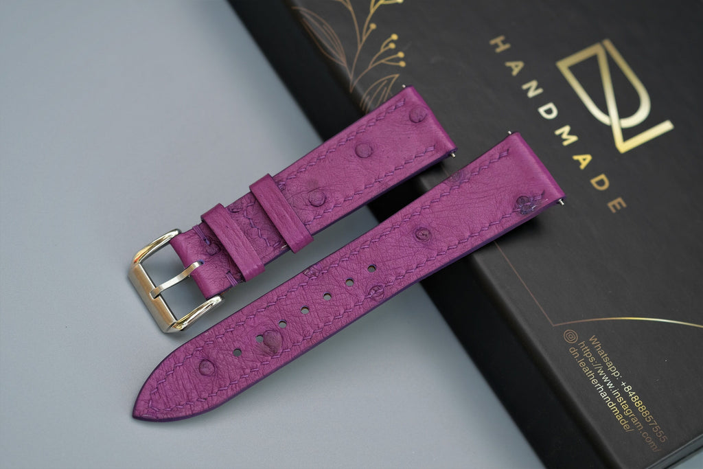 violet ostrich leather watch strap – photo 2