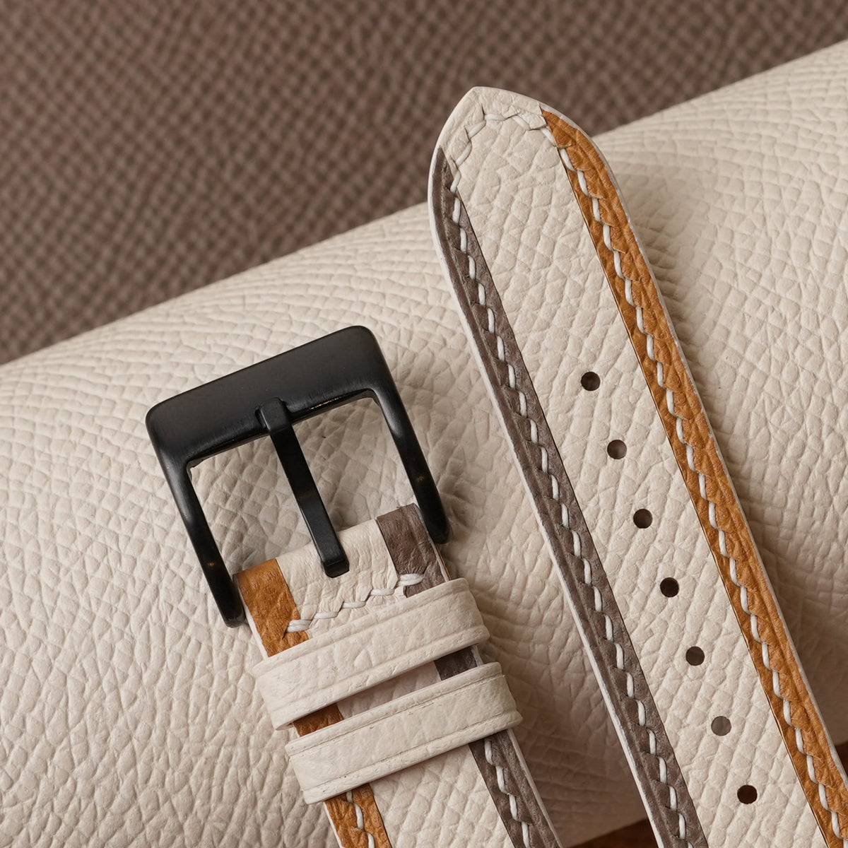 sesame epsom leather watch strap – photo 2