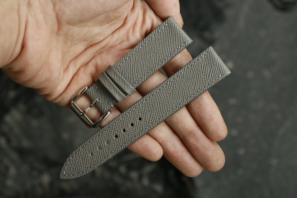 grey saffiano leather watch strap – photo 2