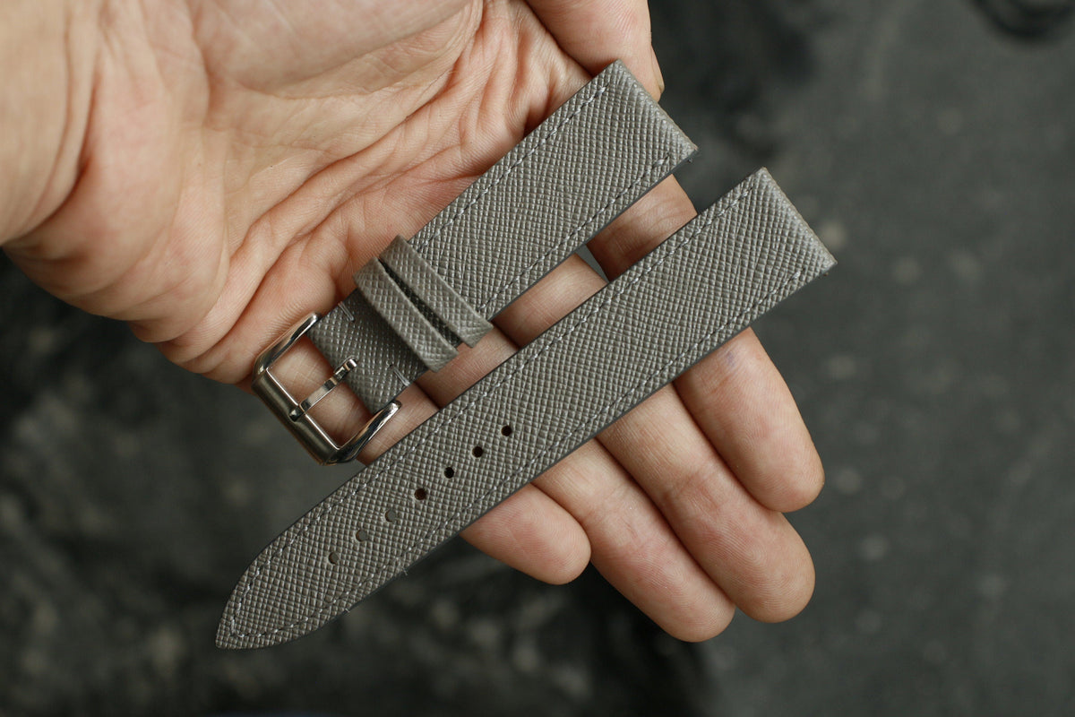 grey saffiano leather watch strap – photo 2