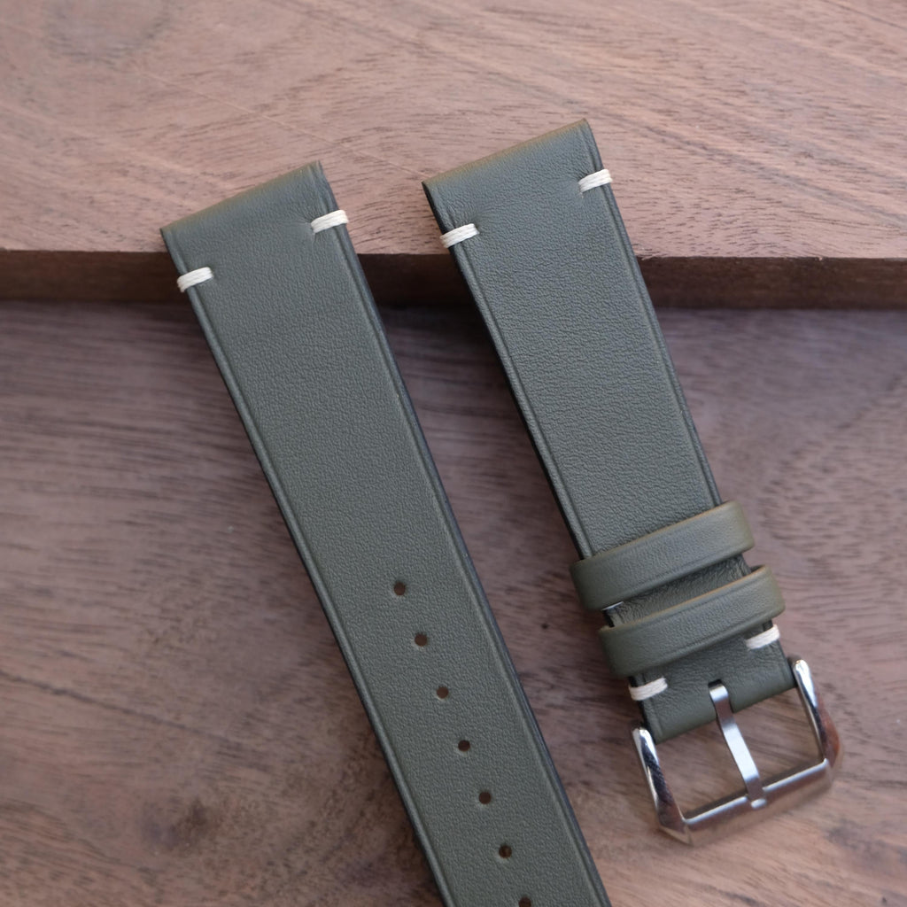 olive swift leather watch strap – photo 2