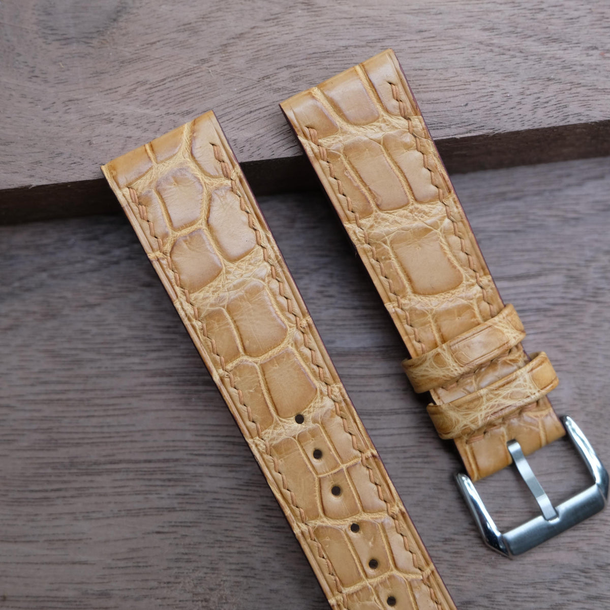 brown gold alligator leather watch strap – photo 2