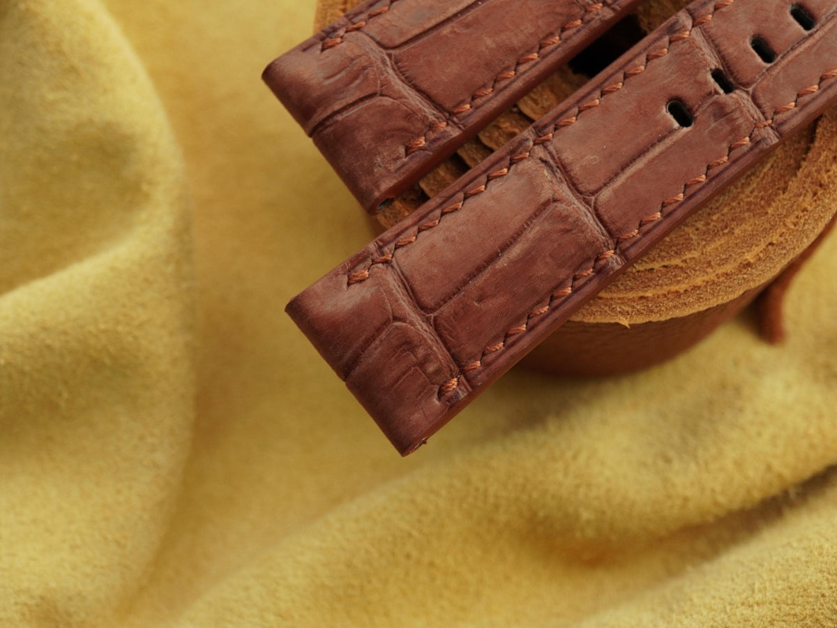 red brown nubuck leather watch strap – photo 2