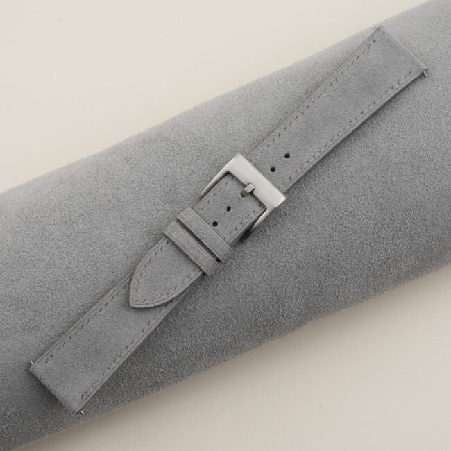 light grey suede leather watch strap – photo 2