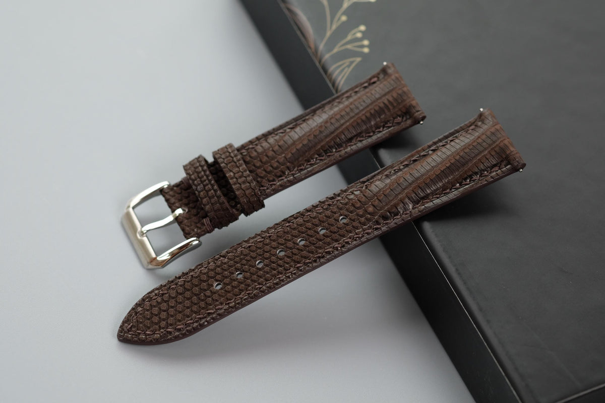 chocolate nubuck leather watch strap – photo 2