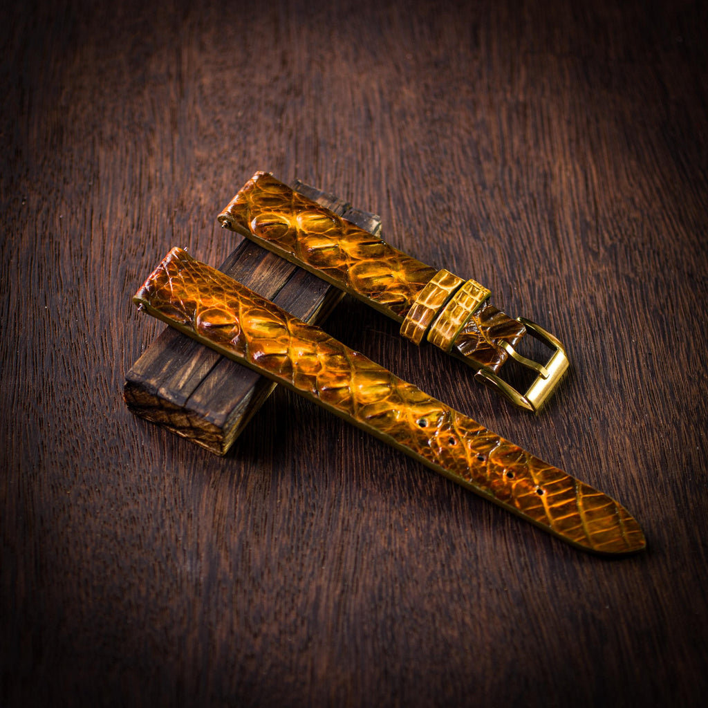 patina gold alligator leather watch strap – photo 2