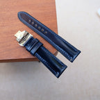 navy blue shell cordovan leather watch strap – photo 2