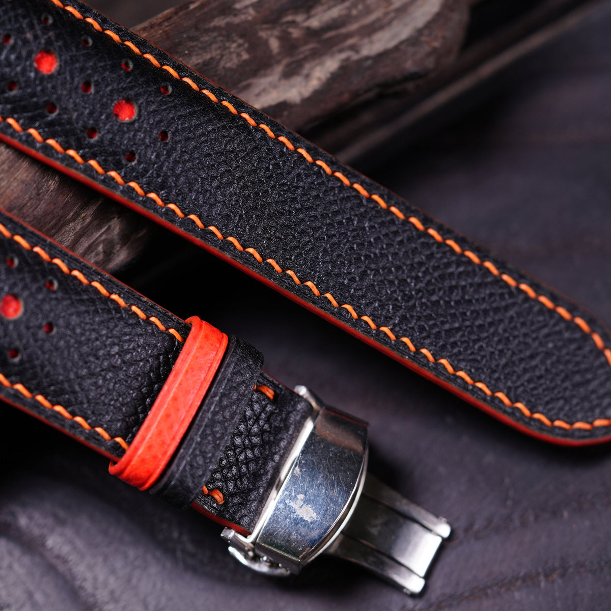 black & red epsom leather watch strap – photo 2
