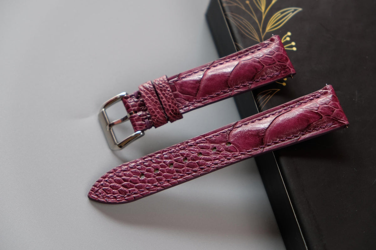 purple ostrich leather watch strap – photo 2