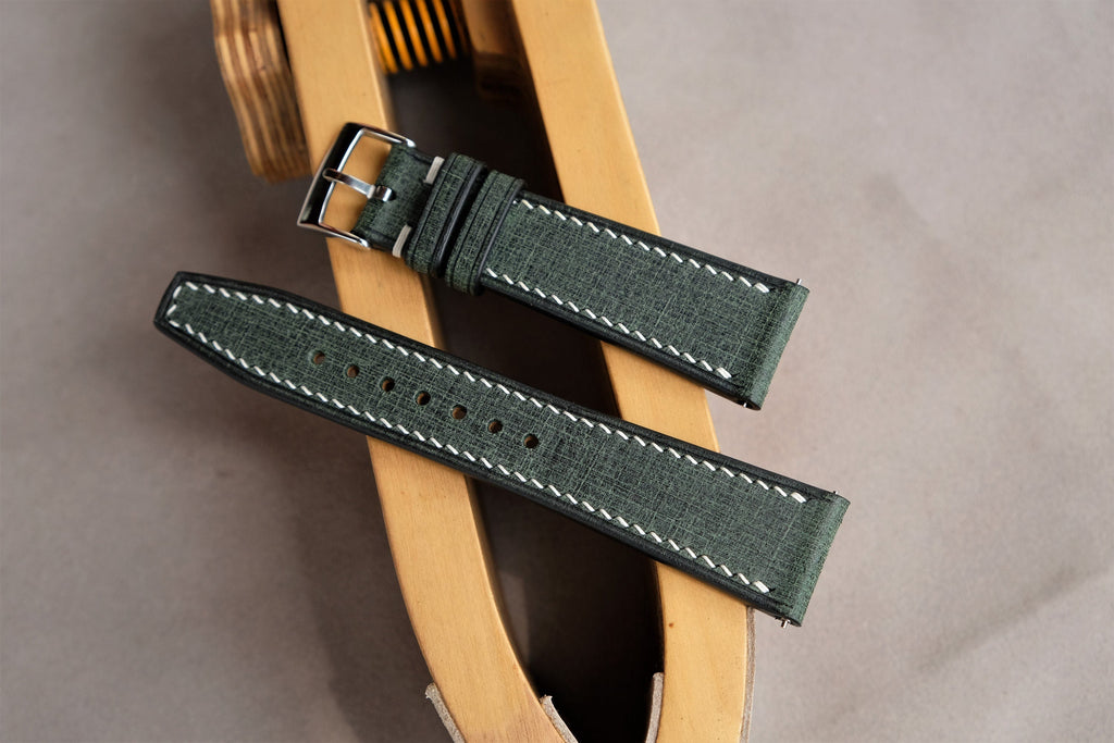 dark green babele leather watch strap – photo 2