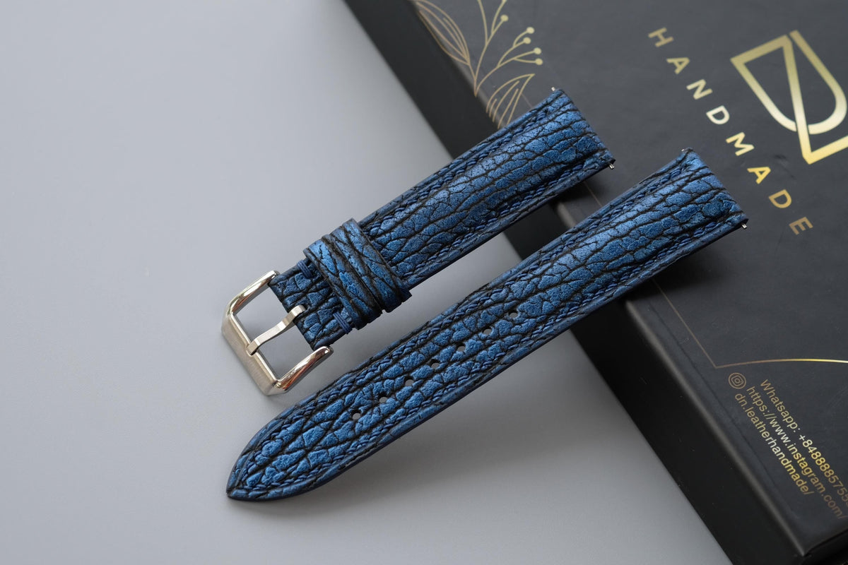 blue shark leather watch strap – photo 2