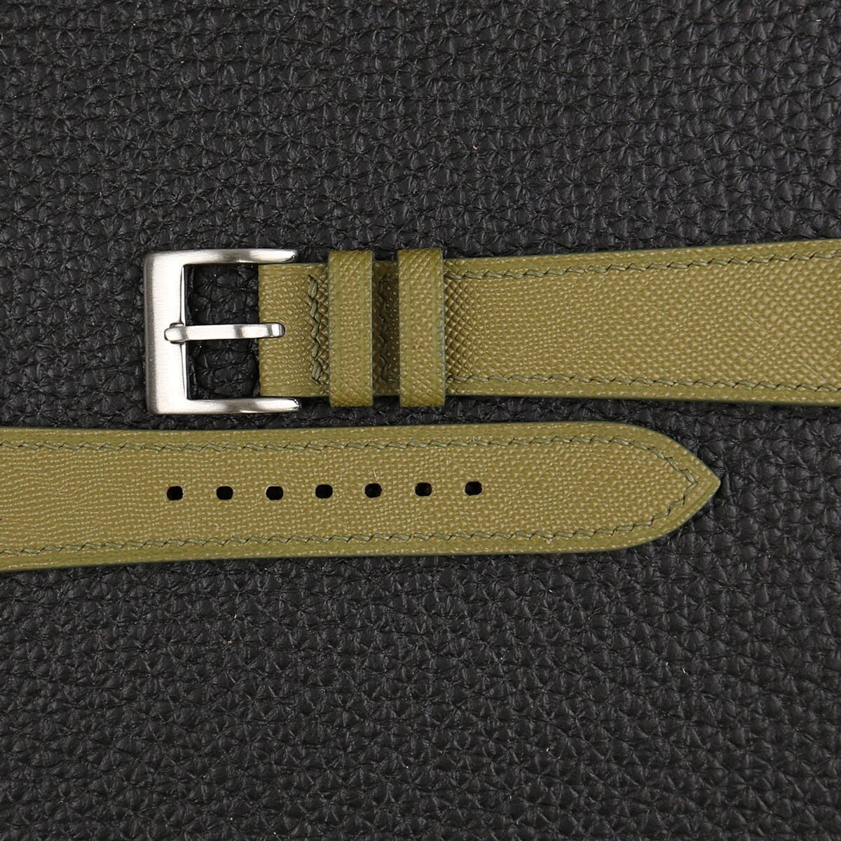 olive saffiano leather watch strap – photo 2