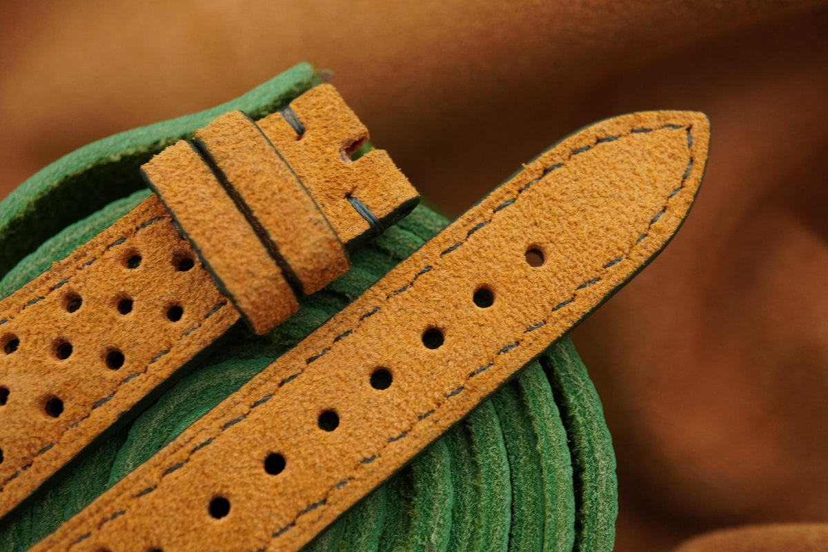 tan brown suede leather watch strap – photo 2