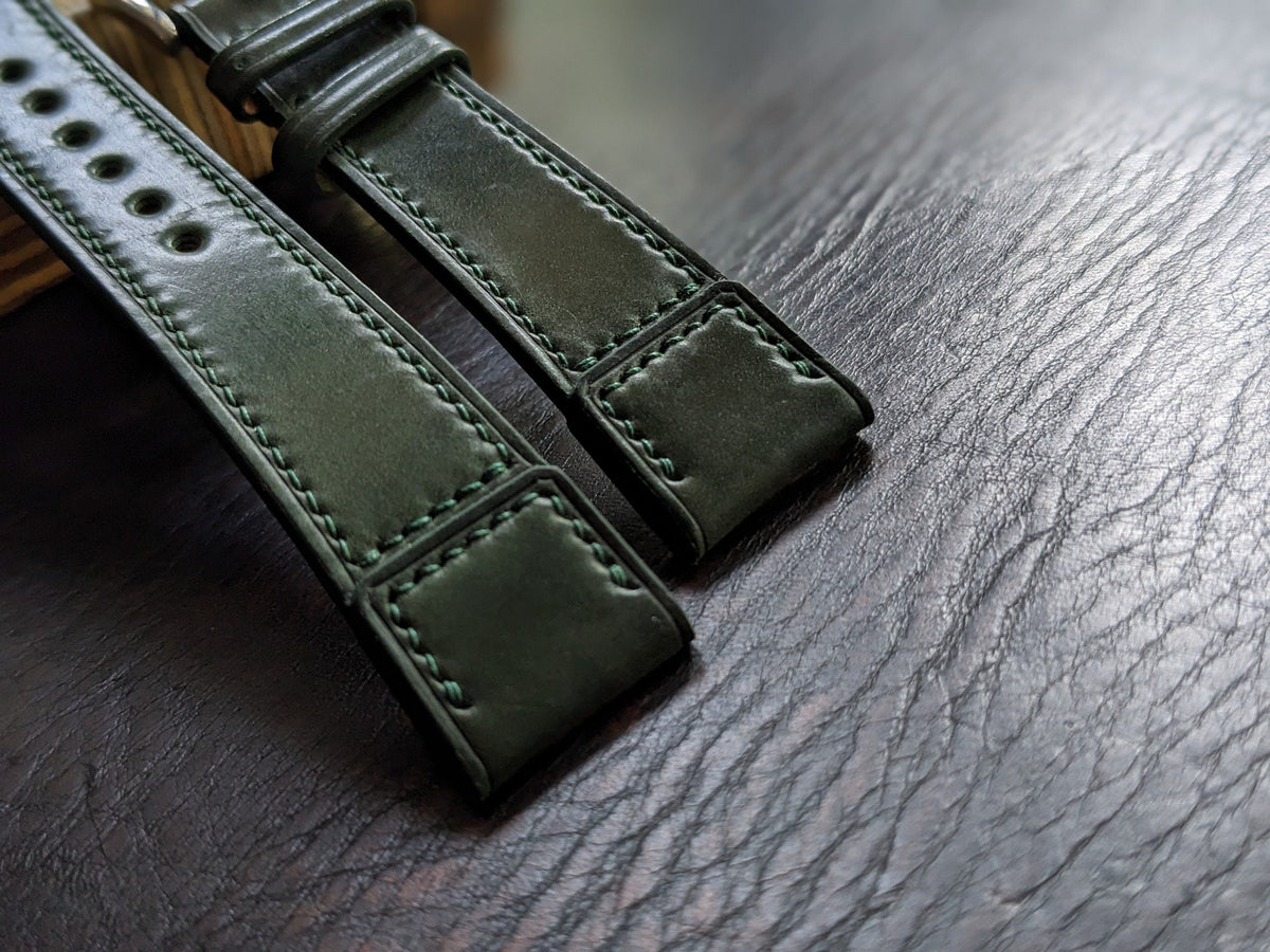 dark green shell cordovan leather watch strap – photo 2