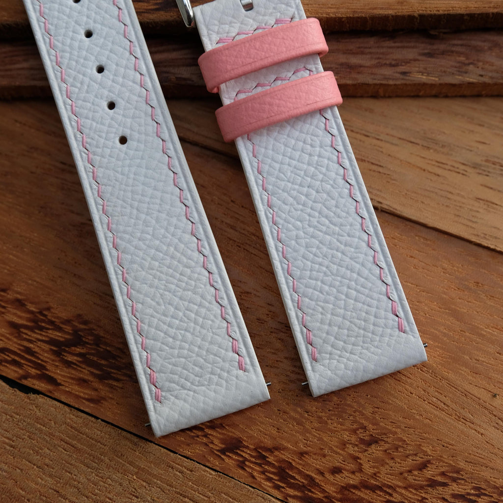 white pink epsom leather watch strap – photo 2