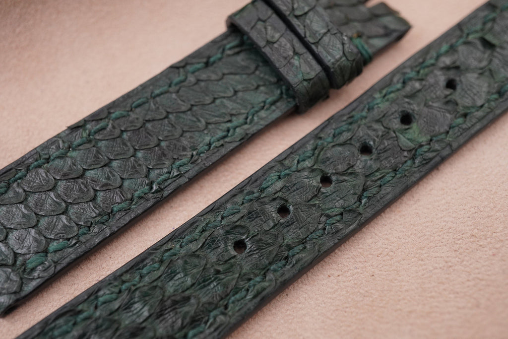 dark green python leather watch strap – photo 2