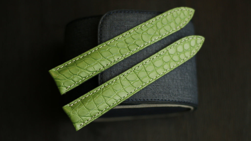 light green alligator leather watch strap – photo 2