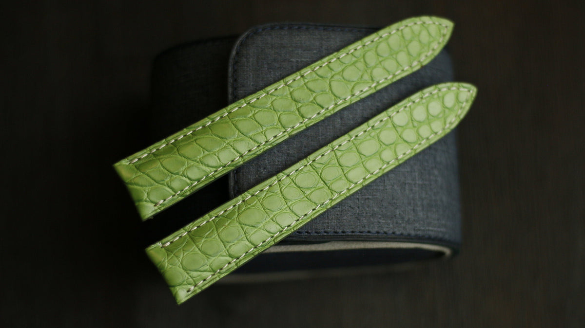 light green alligator leather watch strap – photo 2
