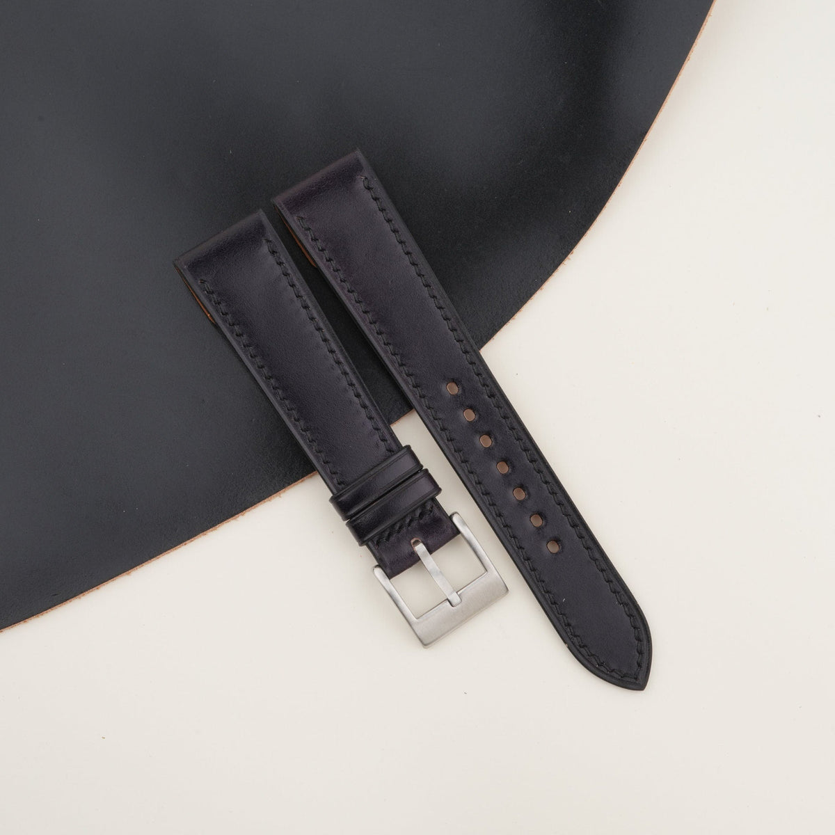 black shell cordovan leather watch strap – photo 2