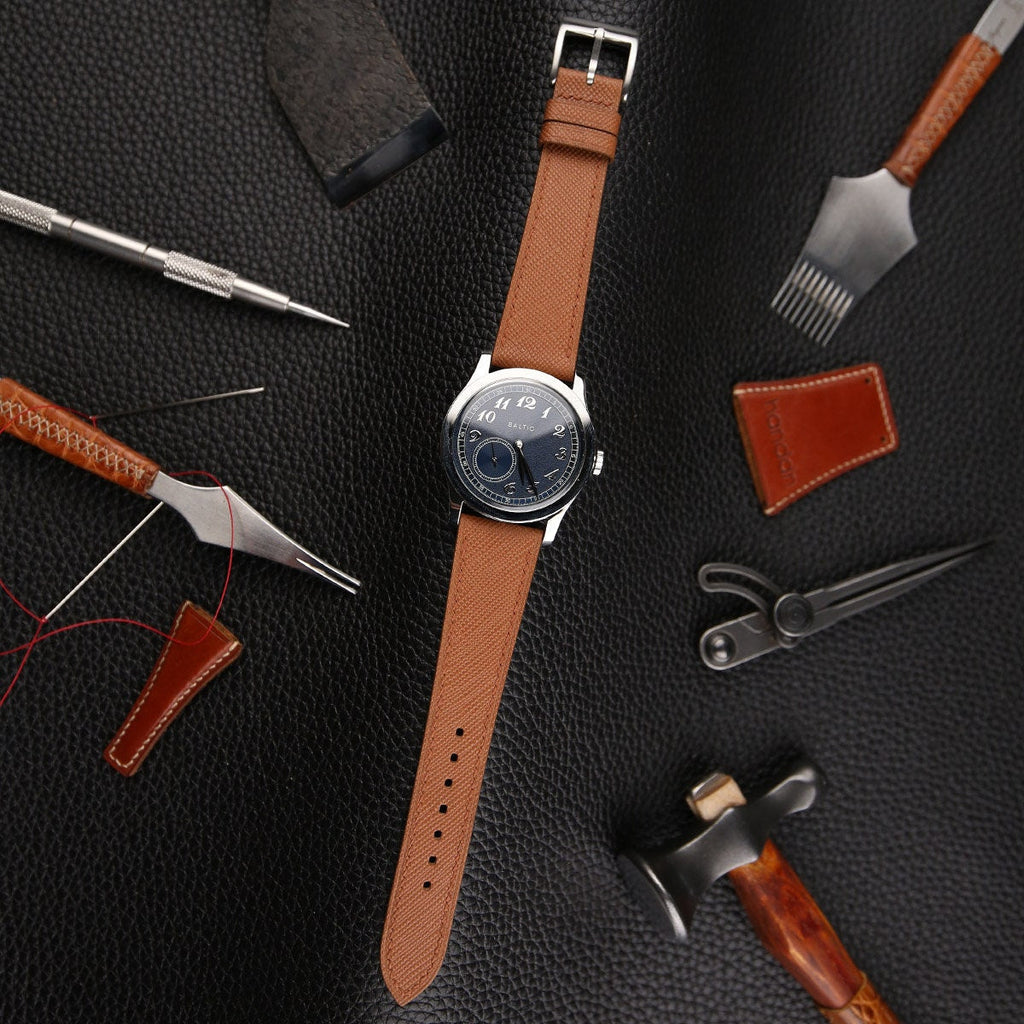 golden brown saffiano leather watch strap – photo 2