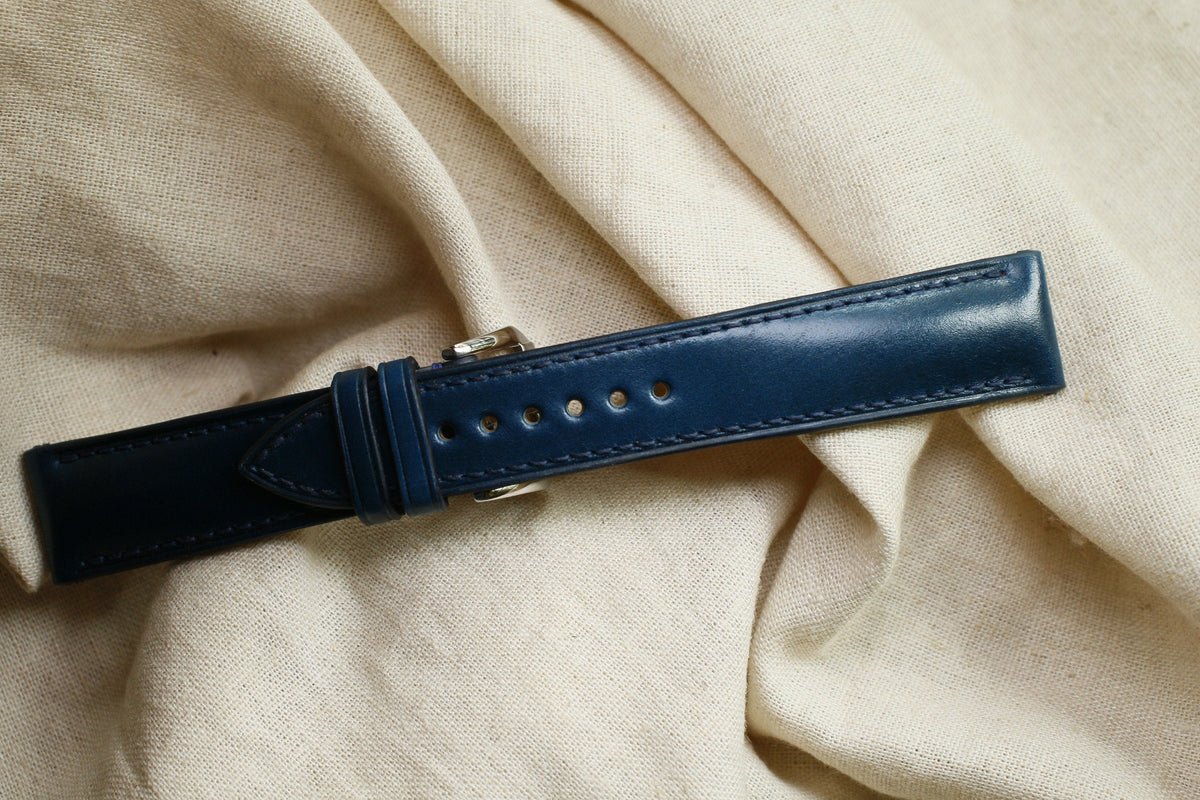 navy shell cordovan leather watch strap – photo 2