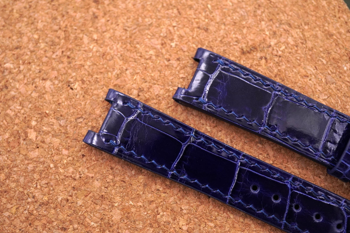 dark navy blue alligator leather watch strap – photo 2